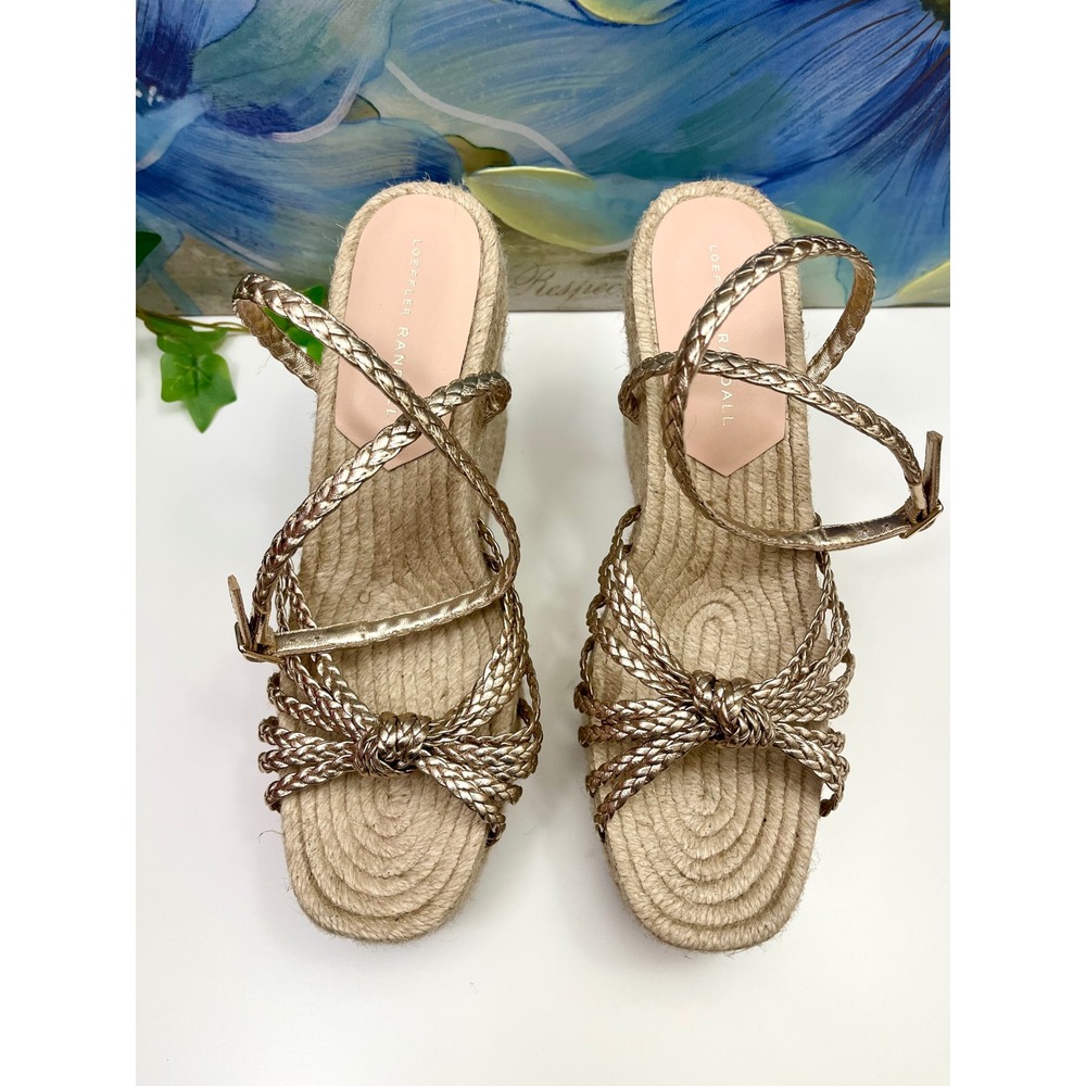 Loeffler Randal Pamela Mignon metallic leather platform wedge sandals in Gold 10 - Picture 5 of 15
